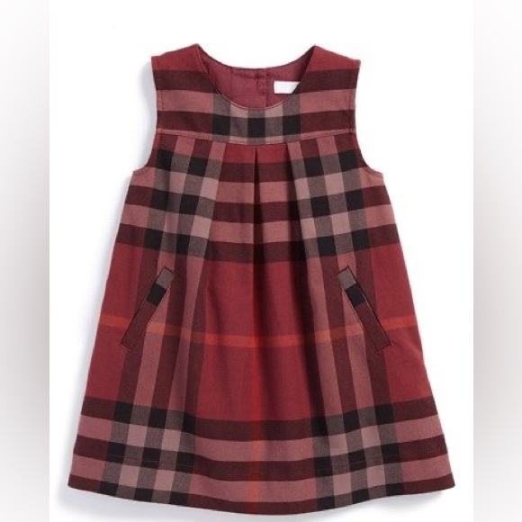 Burberry Other - Burberry burgundy plaid shift dress Size 3 months